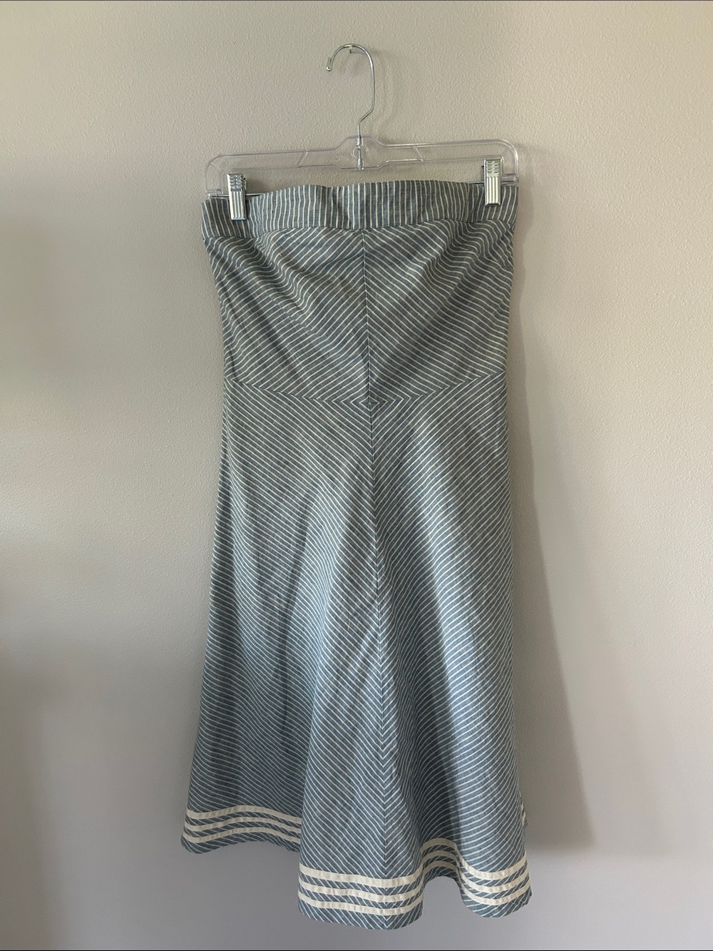 American Eagle Outfitters Blue & White Striped A-Line Midi strapless Dress Sz 4